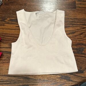 Cream Ribbed Women's Top